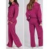 Half Zip Hoodie Wide Leg Pants Set Casual Half Zip Sweatshirt Loose Pants Suit
