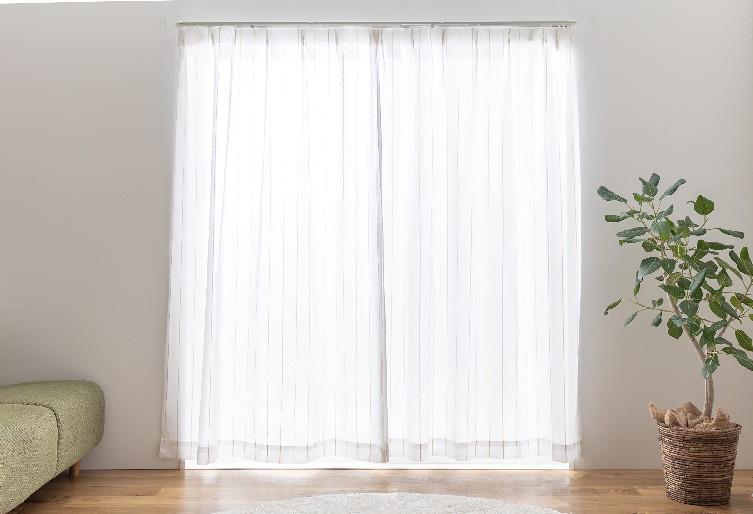 

Univer Lace UV Protection 100cm Wide x 198cm Set of Tram Lace Curtains, (Over 75%), Mirrored, Energy-Saving, Long, 2, Washable, Beige, бежевый