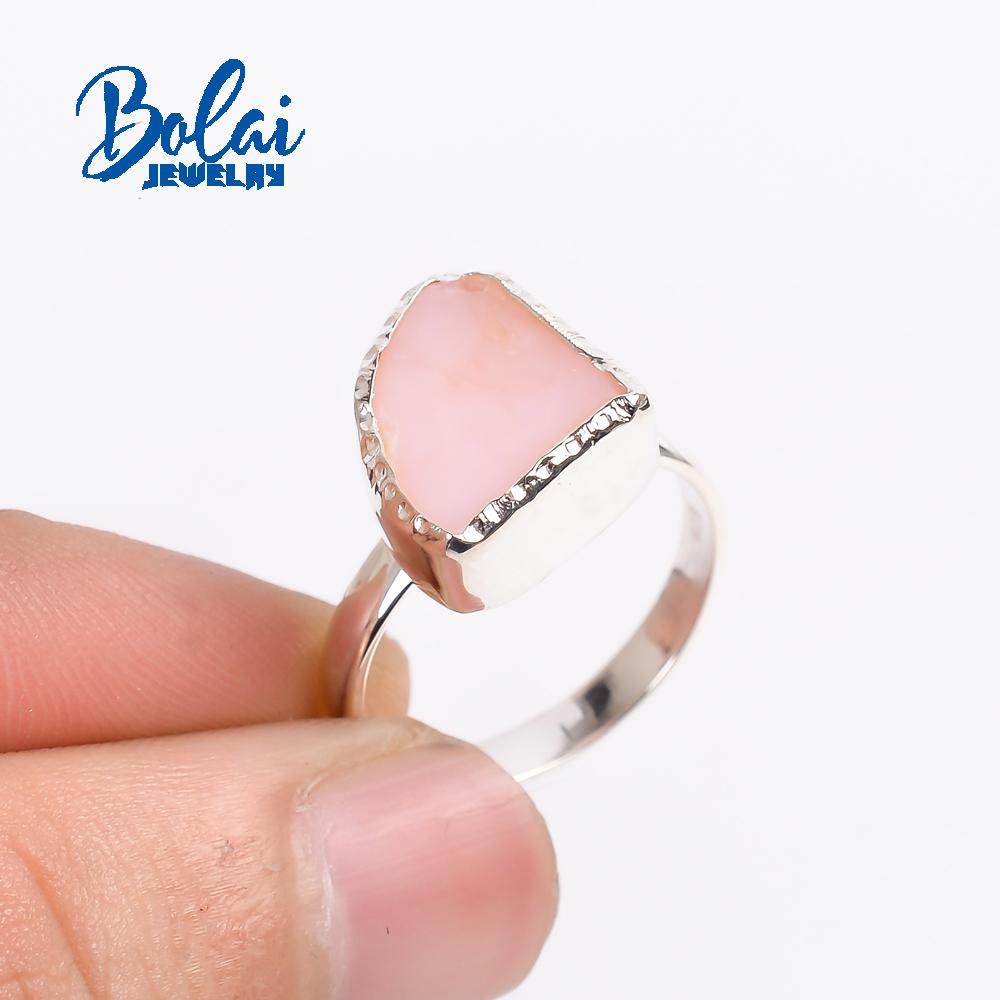 Baroque Gemstone Ring Handmade Natural Pink Opal Rough Gemstone Ring 925 Sterling Silver Fashion Lady Fine Jewelry
