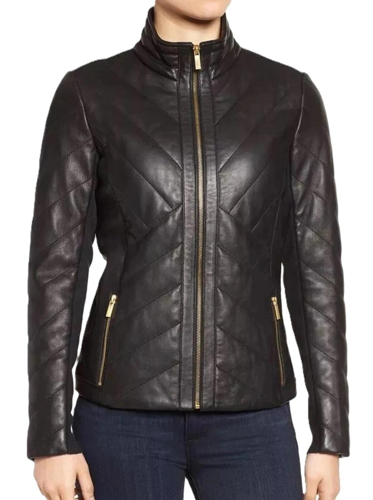 

Новая кожаная куртка женская черная байкерская стильная ручной работы из овчины повседневная мотоциклетная 3XL чёрный