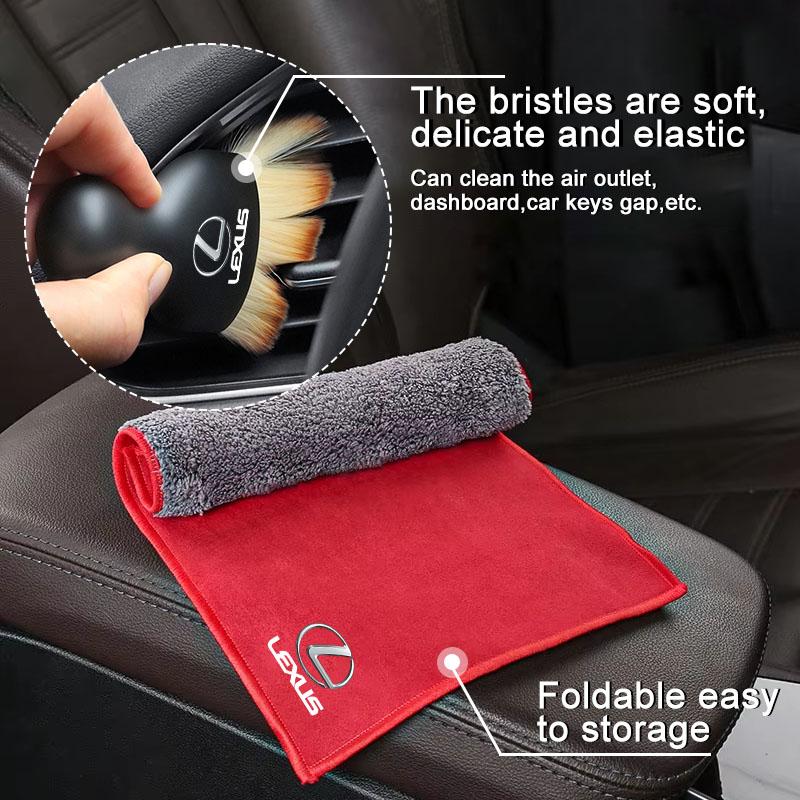 2026 Hot Interior Stickers Suede Leather Car Washing Cleaning Tool Air Conditioner Air Outlet Cleaning Soft Brus For Lexus CT200 ZJ3
