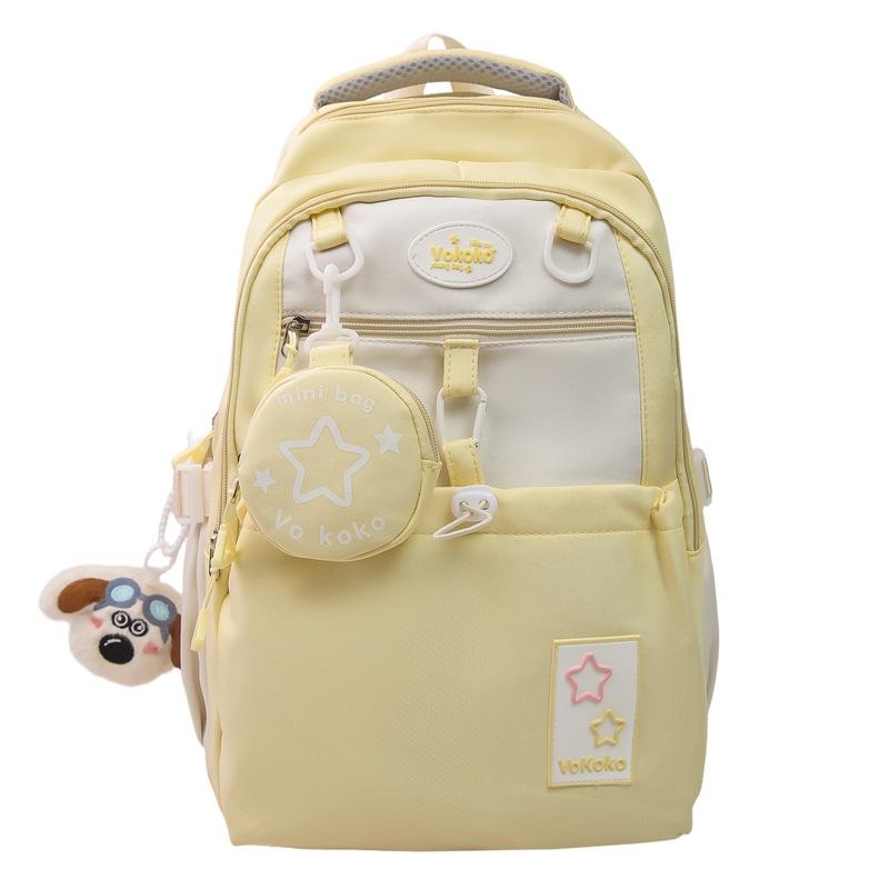 Schoolbag schoolbag for female junior high school students ins college style casual contrasting color backpack for third to sixth graders High school