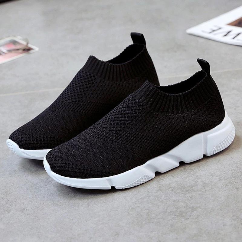 Fashion Rimocy Spring Summer Knitting Sneakers Women Light Breathable Mesh Flats Woman Non-slip Soft Bottom Casual Socks Shoes 2025