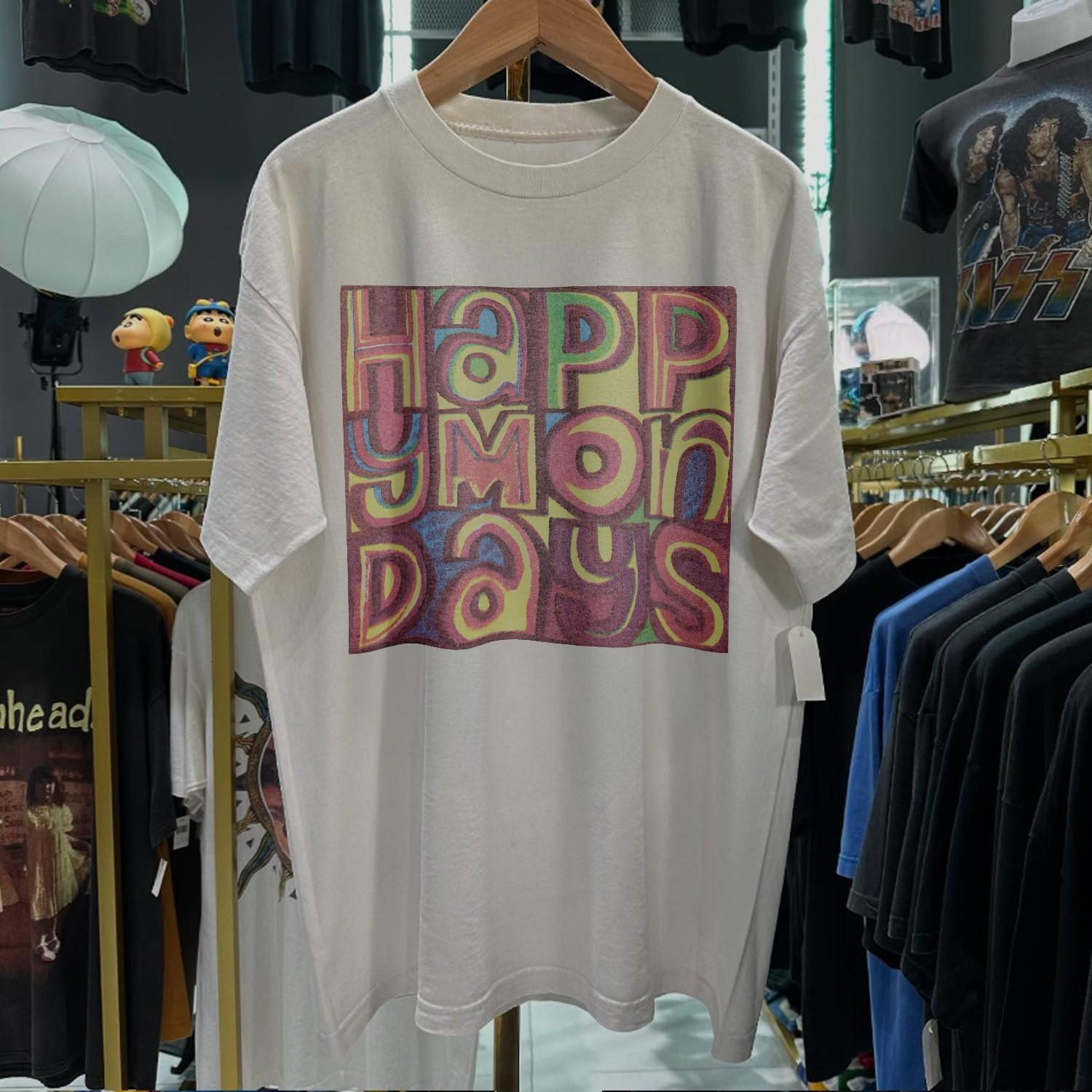 90s Happy Mondays Aged White T-Shirt M L