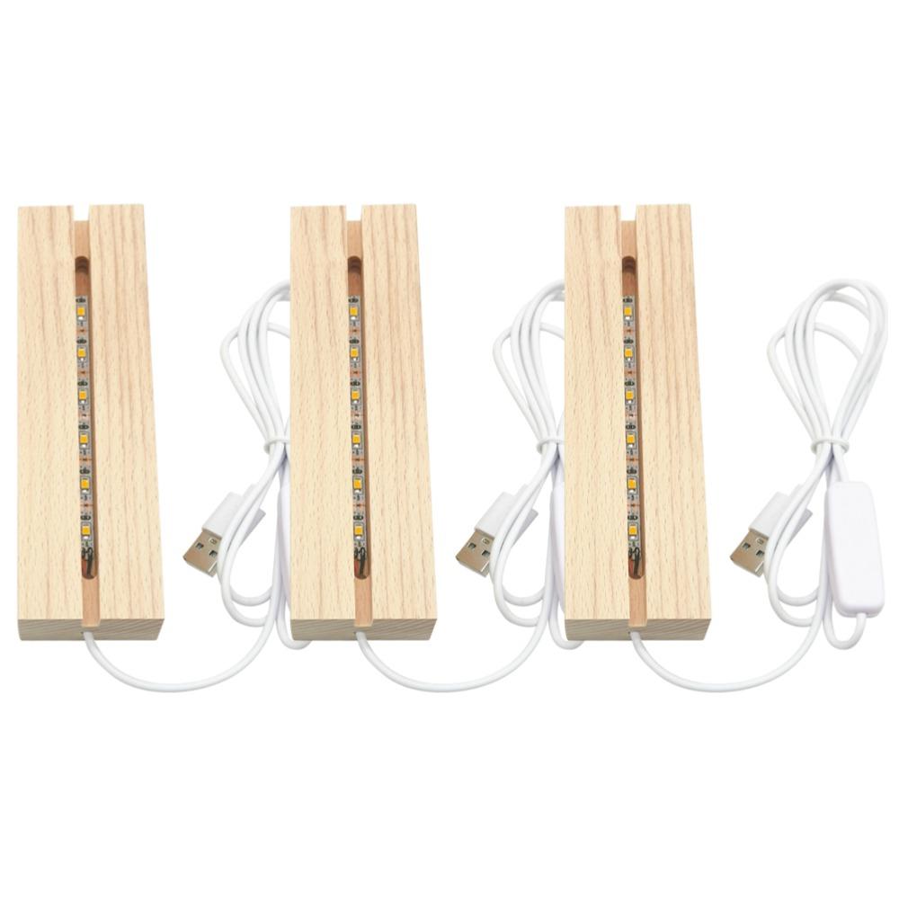 1-10pcs LED Wood Light Display Base Crystal Wooden Lighted Base Stand Acrylic Light Plate Base for Resin Art Lights Ornament