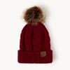 Unisex Acrylic Cable Knit Beanie Hat Winter Warm Pom Pom Cuff Brimmed Ear Cover Cap