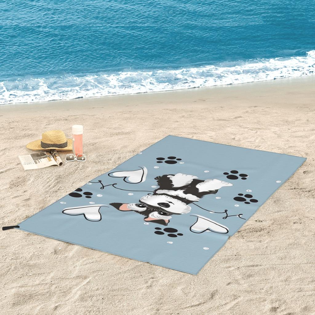 Love Black and White Miniature Schnauzer Beach Towel Soft Microfiber Quick Dry Absorbent Quick Towels For Bath