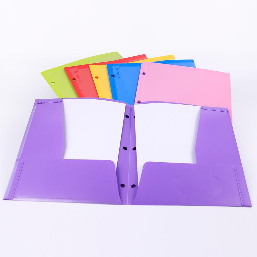 A4 Spot Stock Four-Bag Clip Folder with Transparent Insert Pocket and Double-Bag Three-Hole Design.