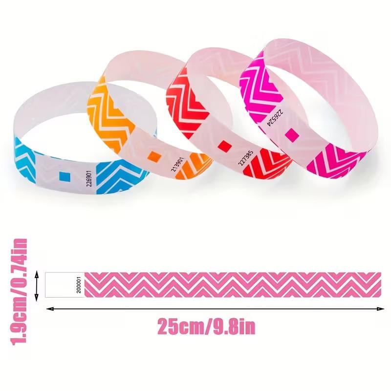 50/100 Pièces Bracelets en Papier à Rayures Néon Imperméables Fluorescents Jetables de Sécurité Pour Concerts, Fêtes, Événements