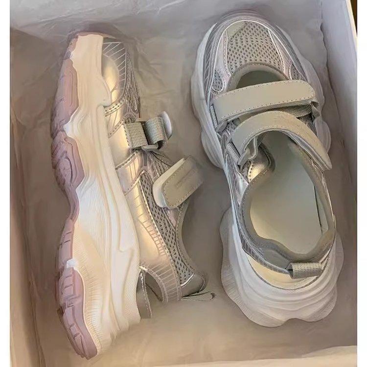 

Mesh hollow sports sandals women s summer 2025 new muffin thick-soled versatile Velcro breathable dad shoes 40
