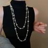 Long Length Pearl Necklace Simulated Pearl Sweater Necklace New Bead Necklace  Lady Wear
