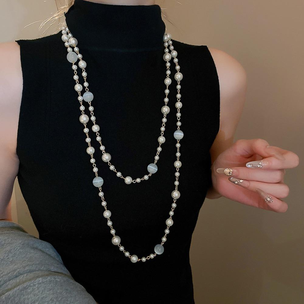 Long Length Pearl Necklace Simulated Pearl Sweater Necklace New Bead Necklace Lady Wear
