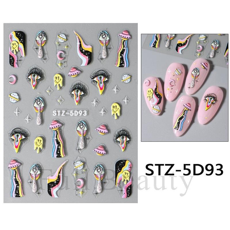 New nail art stickers embossed 5D three-dimensional Halloween cartoon bow ghost-shaped spider web nail stickers
