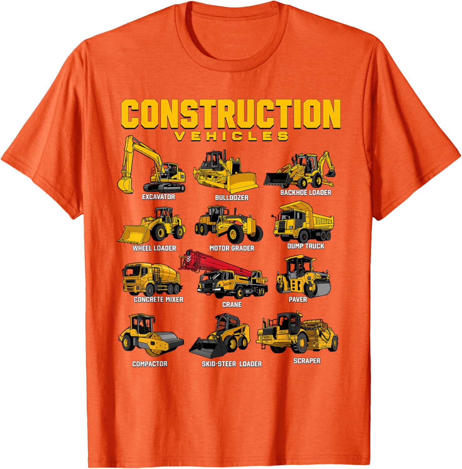 

Construction Vehicles Graphic Tee Excavator Bulldozer Dump Truck Short Sleeve Casual Cotton T-Shirt 4XL