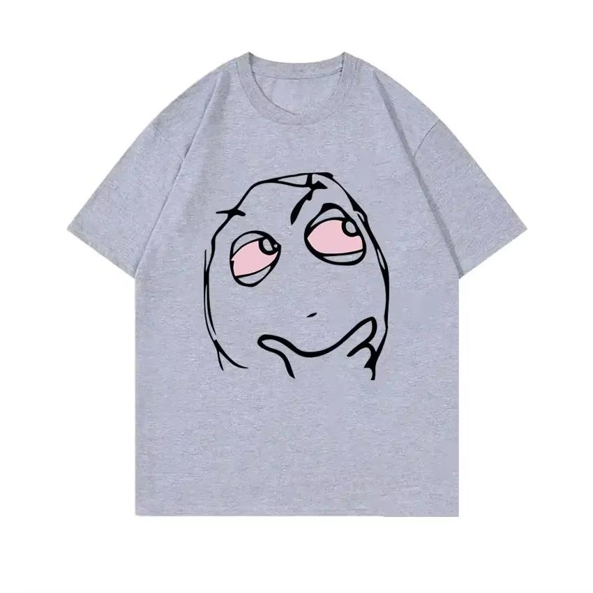 Rage Guy Troll Face Funny Meme Graphic Tshirt Unisex Pensive Red Eyes Reaction Unisexga Tee Y2k Casual Fashion Tops