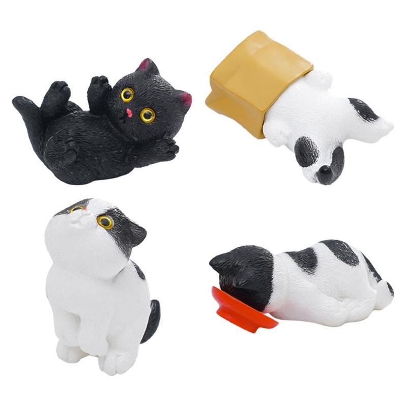 

Набор из 4 настраиваемых миниатюрных кошек, скульптуры из смолы, ремесленные украшения, настольный декор, DIY аксессуары, креативный подарочный набор 1