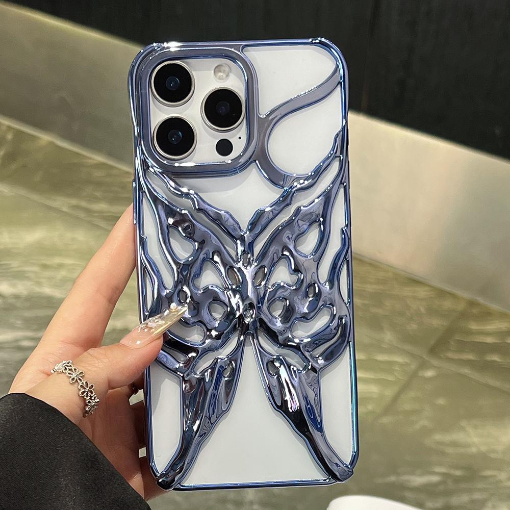 Etui 3D z motylem i płomieniem odprowadzające ciepło na telefon iPhone 16 15 14 13 12 11 Pro Max 16E Galwanizowane Odporne na wstrząsy Miękkie etui