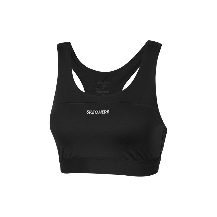 Skechers Letter Logo High-Intensity Sports Bra Women underwear Carbon-Black P222W061-0018 S