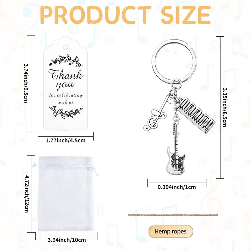 20 Sets Music Party Favors Bulk Music Keychain With Cards Organza Bag For Birthday Party Music Theme Party Decor Supplies