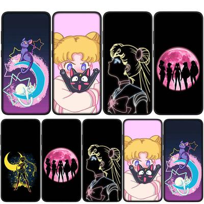 غطاء لهاتف iPhone 15 14 Xiaomi Redmi Note 13 12 11 Pro Max X 8 7 9 XR Samsung Galaxy S24 S23 A05 OPPO A15 Huawei Cat Sailor Anime Moon غطاء هاتف لطيف