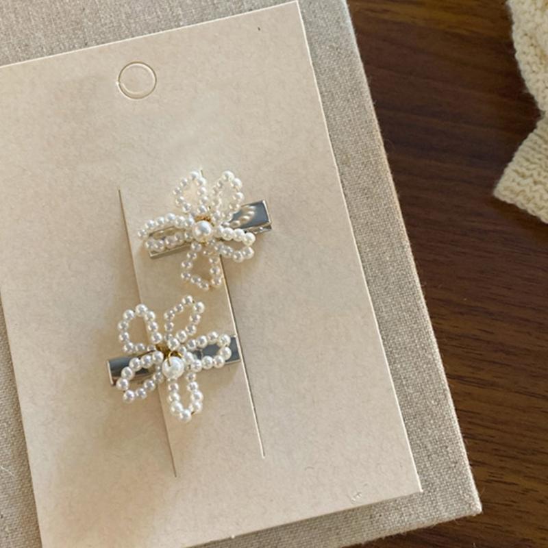 Perlenbesetzte Haarspange Süße Ballett-Blumen-Haarnadel Haarstyling-Dekoration für Mädchen Künstliche Perlen Haarnadel Rutschfeste Klammer