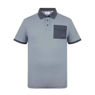 Lee Cooper Men's Dark Gray Polo T-Shirt with White Stripes, Size XXL