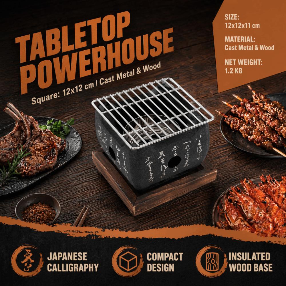 Non Stick Japanese Charcoal Grill Cast Metal Tabletop BBQ Stove Durable Square Stove BBQ Cooking