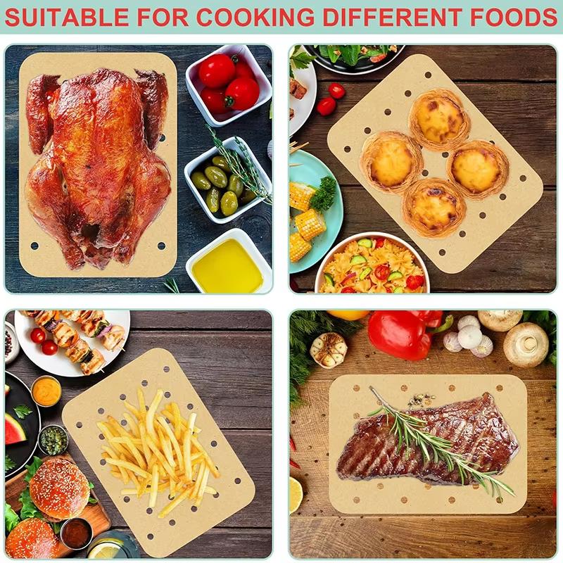 50-200Pcs Air Fryer Paper Disposable Liners Non-Stick Baking Kitchen Baking Micro-Wave Barbecue Oven Fryer Papers Steamer Paper