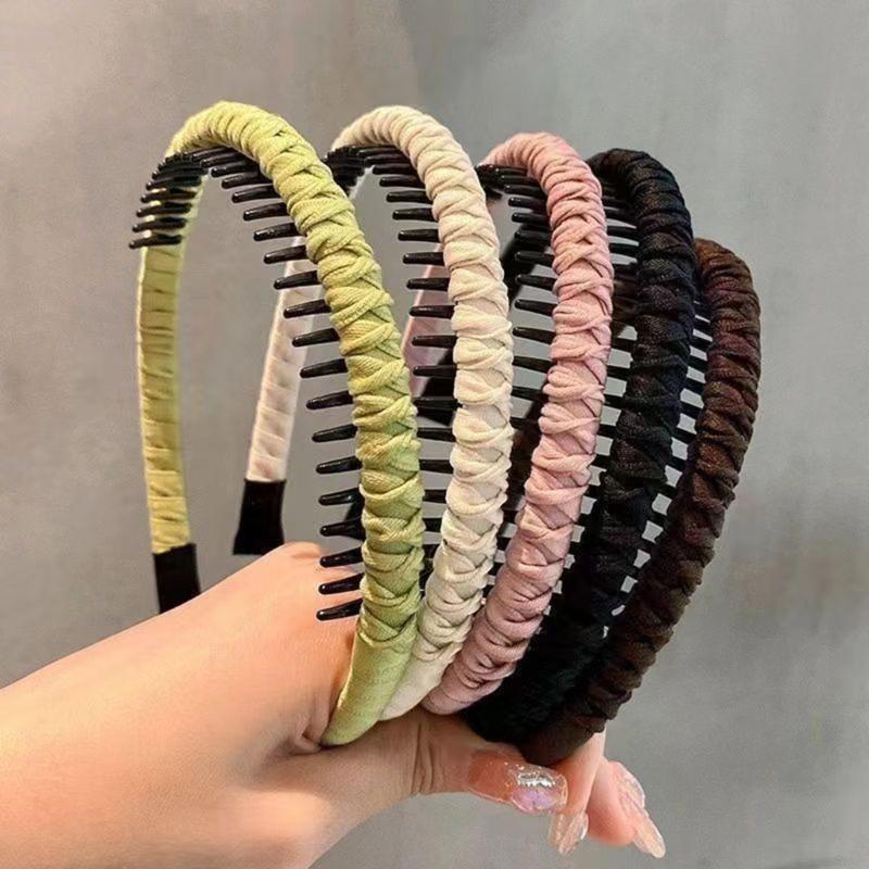 NonSlip Resin Cotton Hair Band For Women Workouts Spa Face Washing Secure Grip With Teeth Elastic Thin Headbands Multiple Colors