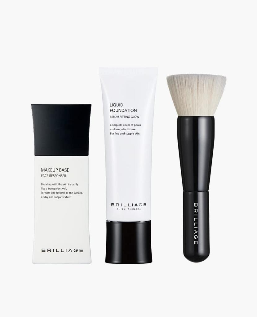 Brilliage Base de Maquillage Sérum Fitting Glow Set de Pinceaux 33g produit par Chiaki + (60) + Multi-Base [Base de Maquillage] FPS25 PA++ [Fond de Teint] FPS20 PA++