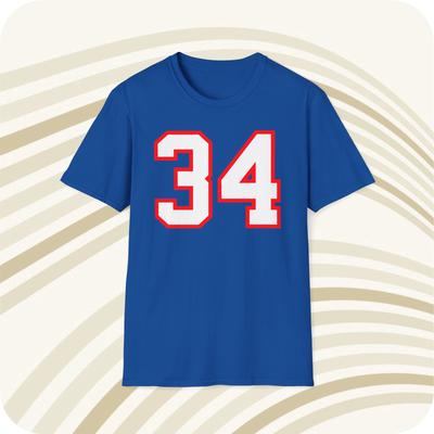 Thurman Thomas #34 Buffalo Bills NFL Jersey T-Shirt - Front & Back Print