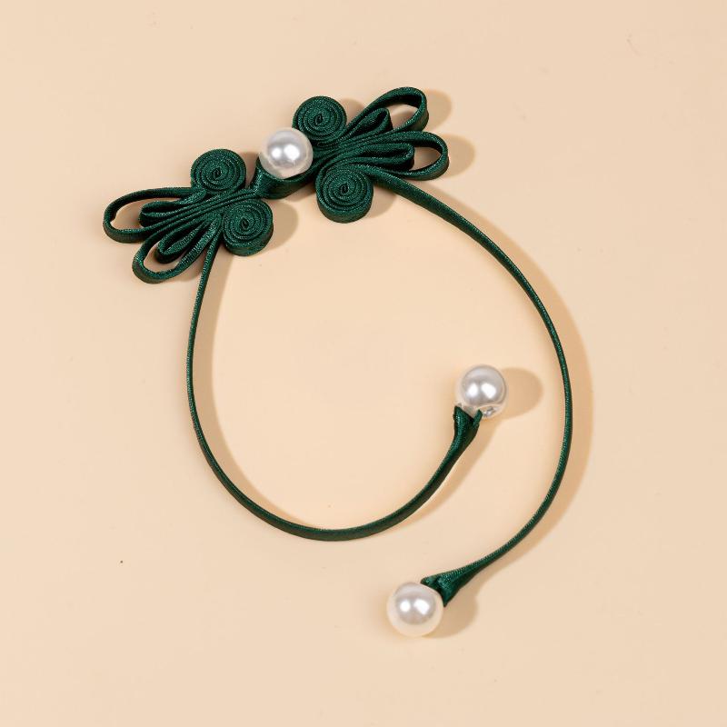 Botões de Tassel de Pérola Tecidos à Mão Estilo Chinês Fivela de Cheongsam Acabamento com Contas Fixador Para Orelha de Coelho Cauda Longa Botões Decorativos