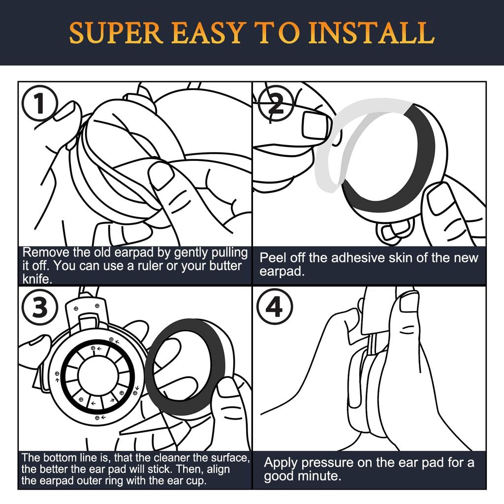 SOULWIT Replacement Ear Pads and Cushions for Sony WH-XB700/WH XB700 Wireless Headphones, Protein Leather Head Pads with High-Density Foam, Black