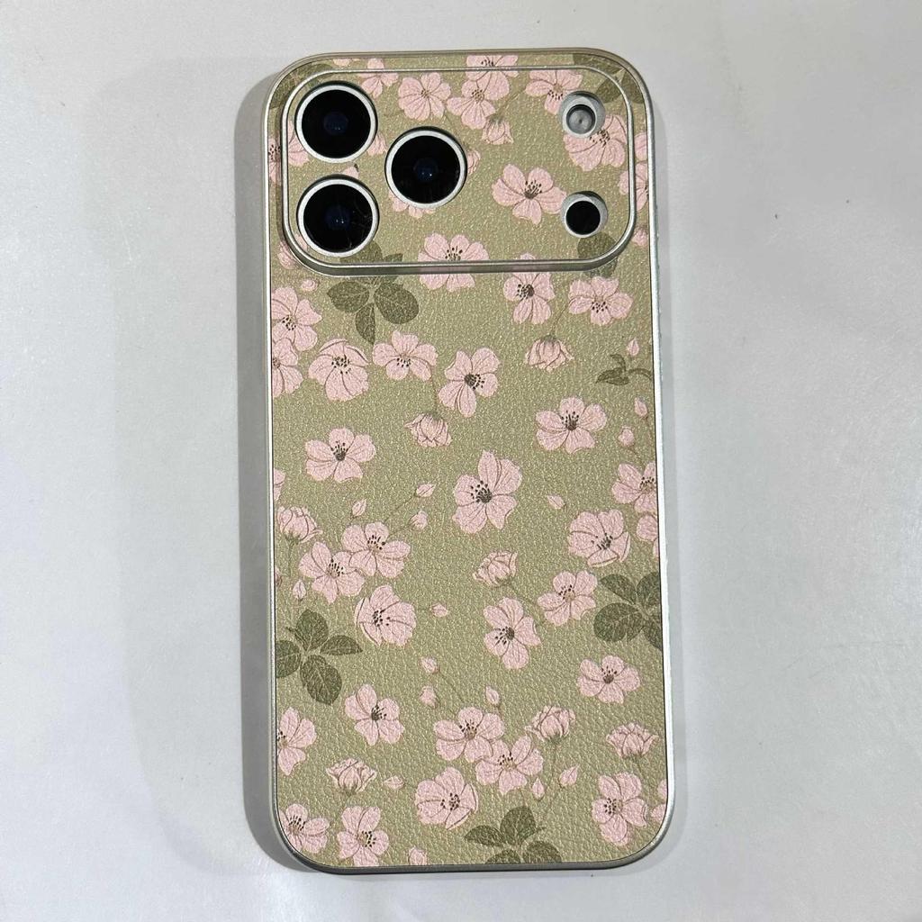 Floral Design iPhone 17 Pro Max Magnetic Protective Case with Leather Texture