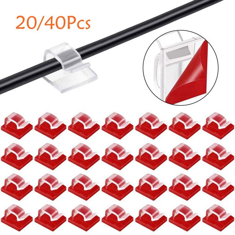 20/40 Pcs Self-adhesiv Cable Clips Wire Clips Cable Wire Management Wire Cable Holder Clamps for Car Office and Home