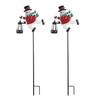 Christmas Solar Light Outdoor Snowman Lawn Light Waterproof Metal Snowman Holding Lantern Garden Light with Stake for Patio Yard Pathway Holiday Decor
