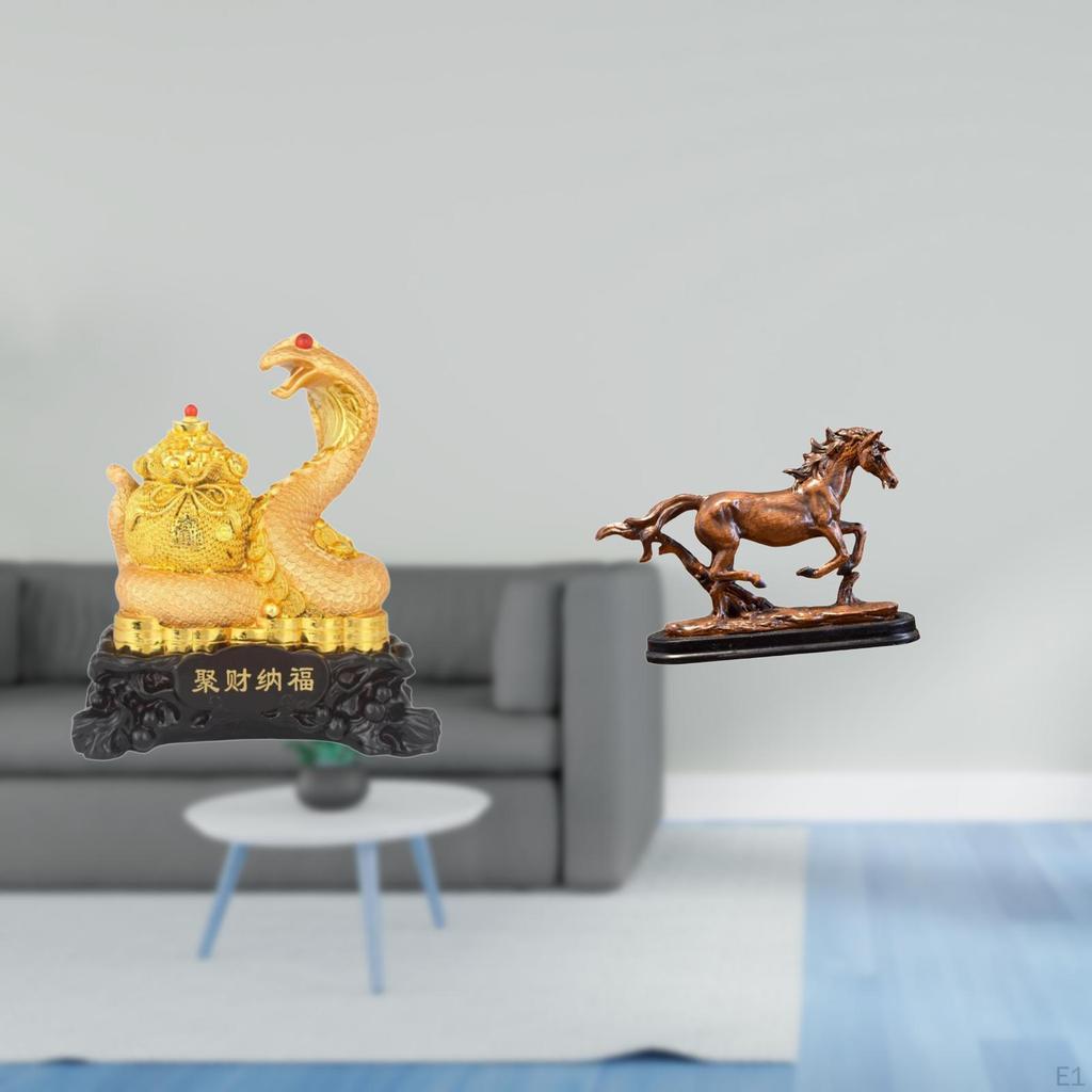 Horse Sculpture Animal Statue Collectible Art Crafts Chinese Year Figurine Ornament for