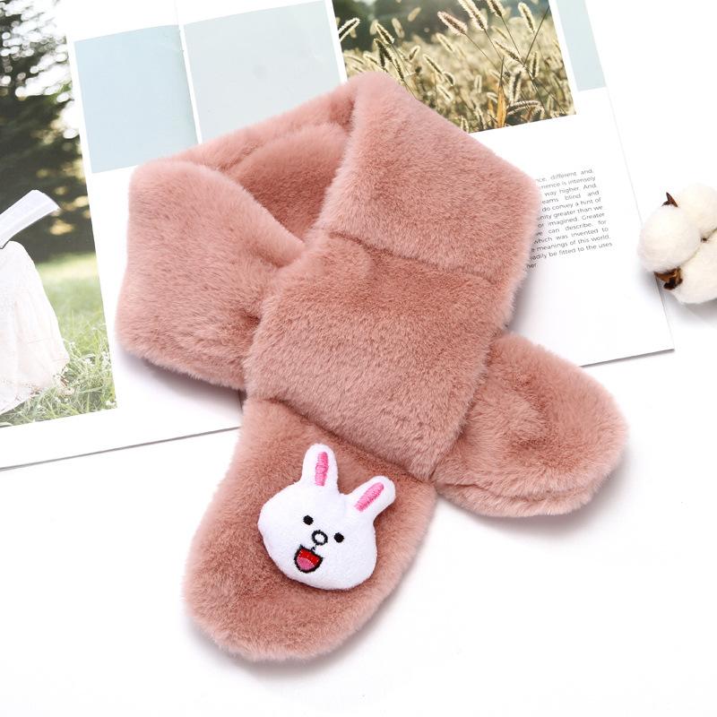 Children'S Scarf Winter Cartoon Plush Children'S Scarf Boys And Girls Warm Cross Imitation Rabbit Hair Children'S Neck