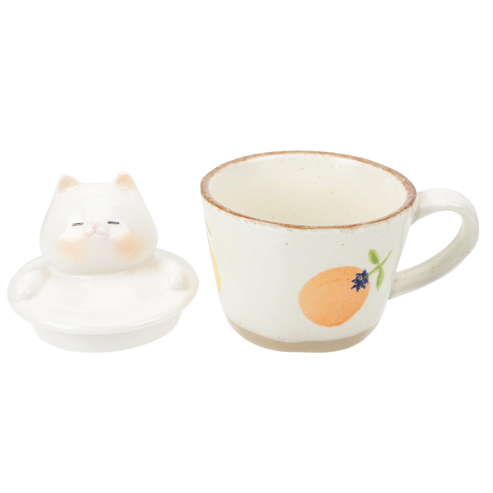 1 Set Cartoon Cat Head Lid Ceramic Mug Breakfast Cup Multifunction Coffee Milk Drinking Cup for Home Office Cat Mugs other