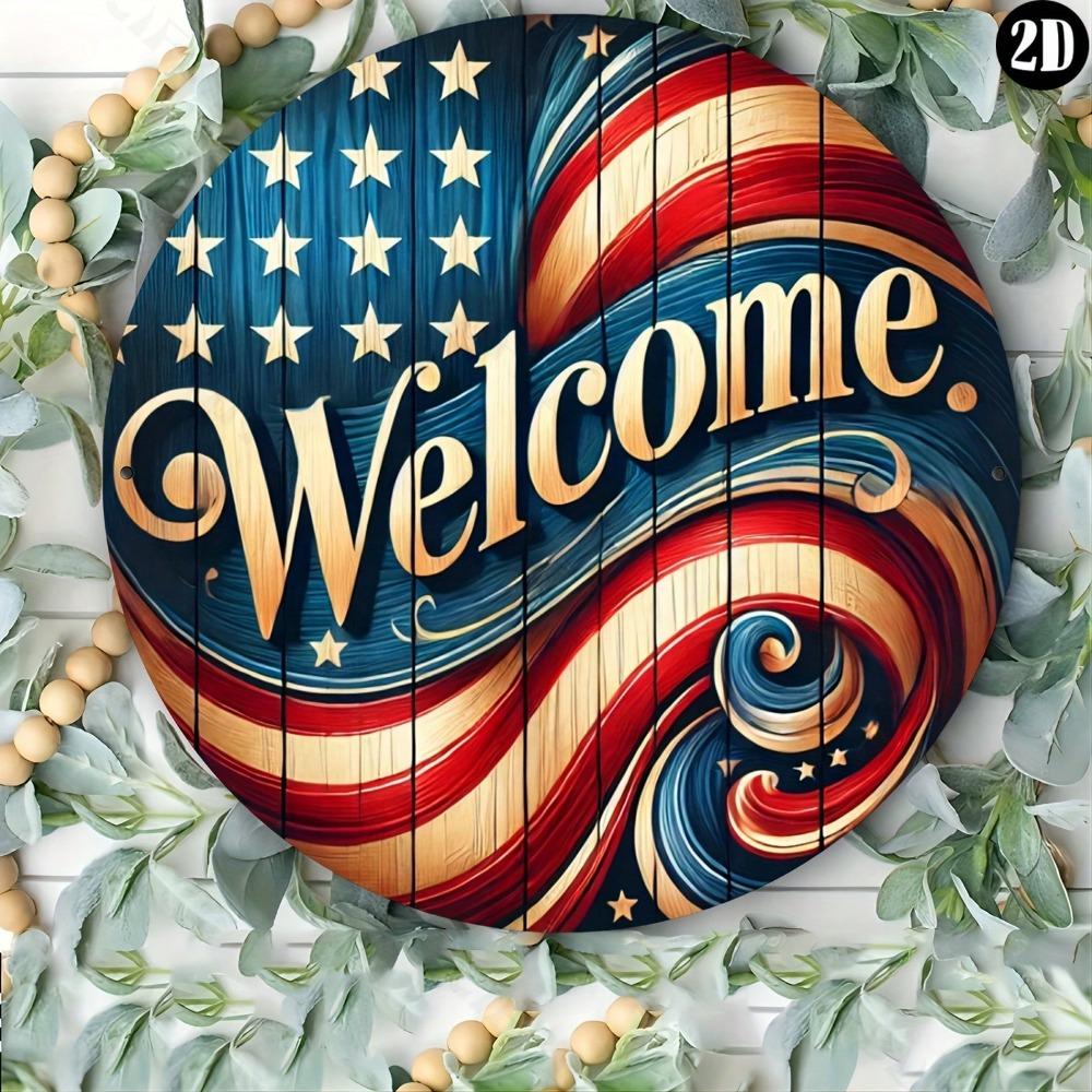 Patriotic Aluminum Metal Tin Sign Welcome Home Wall Art Decor