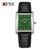 OFNS Women's Waterproof Stainless Steel and Leather Strap Square Fashion Quartz Watch