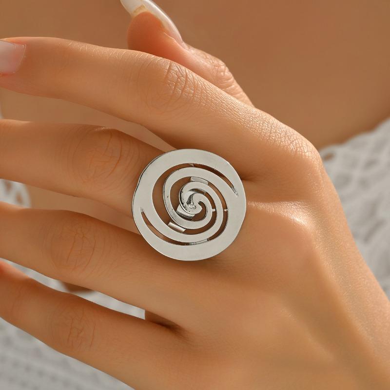 Fashion exaggerated irregular vortex design sense open ring alloy geometric spiral bracelet set women