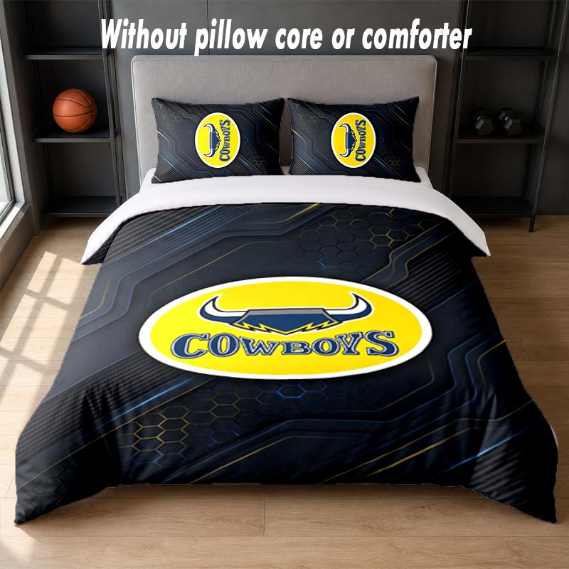 North Queensland Cowboys Design Bed Bedding Set 1 Duvet Cover + 2 Pillowcases Soft Breathable Household Bed Linens