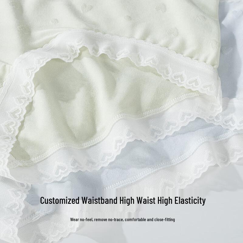 MaoRen Women's Modal Heart Jacquard High-Waist Briefs