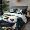 3pcs Cute Panda Butterfly Bedding Duvet Cover Set Panda Waterfall Bedding Quilt Set Animal Themed Bed Quilt Set Lovely Panda