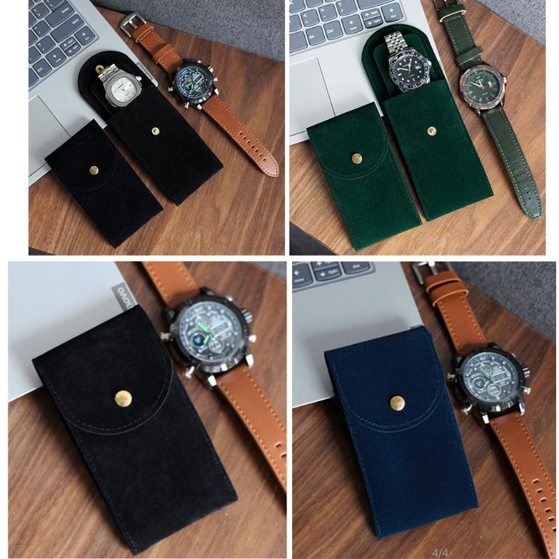 Portable Flannelette Fabric Watch Pouch Storage Bag Single Watch Travel for Case Organizer Display Pouch for Men and Wom