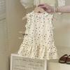Flickas sommar koreansk prinsessa prickig spetsklänning