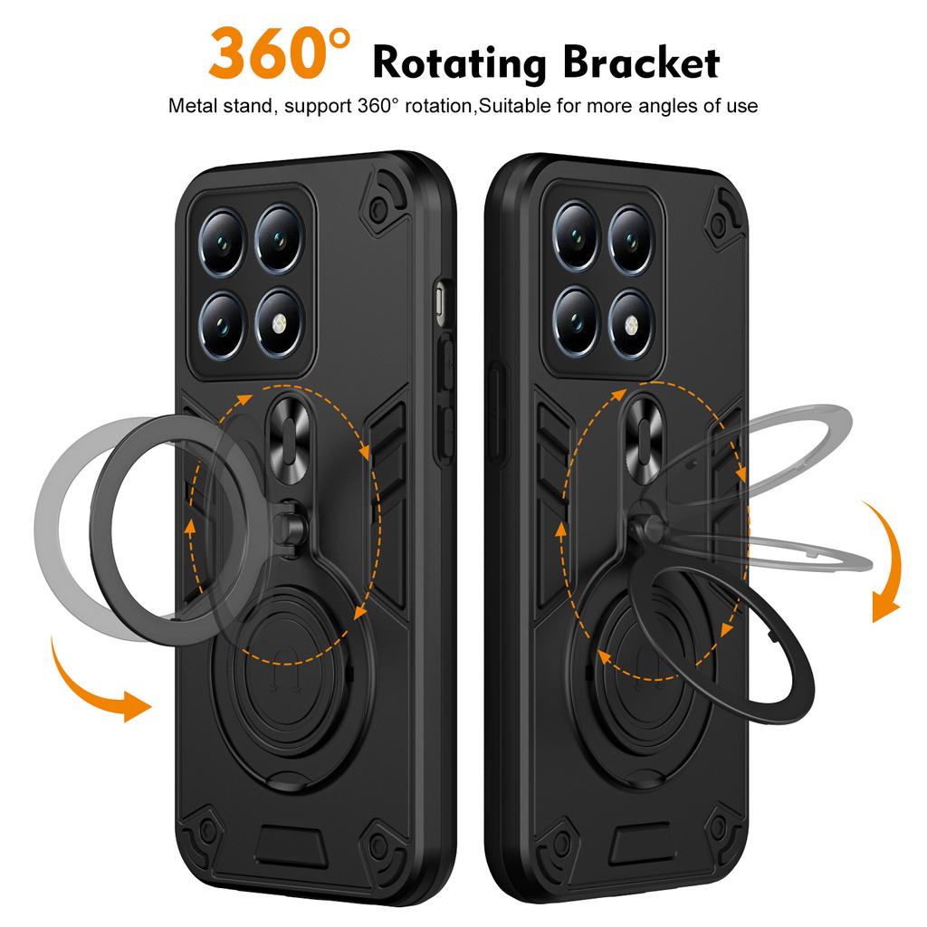 NEUER 360° Drehbarer Metall-Autohalterungsring Reverse Magsafe Magnetische Armor Handyhülle Für Xiaomi Mi 14T Pro 14tPro 5G