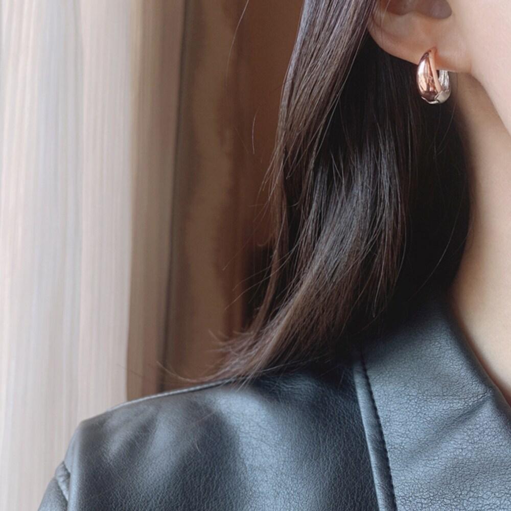 [Luvre Paris] Remi Simple Hoop Earrings - Pink Gold