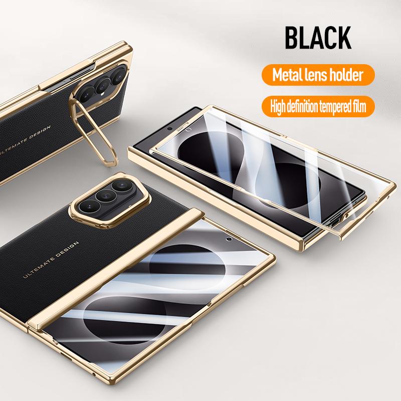 For Samsung Galaxy Z Fold 8 Case Luxury PU Leather Lens Stand Protect Cover For Z Fold 8 Ultra All-inclusive Spring Hinged Shell